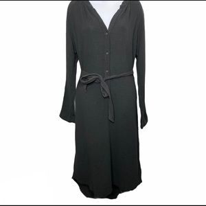 Anthropology Amadi Grey Button Down Long Sleeve Shirt Dress S NWT